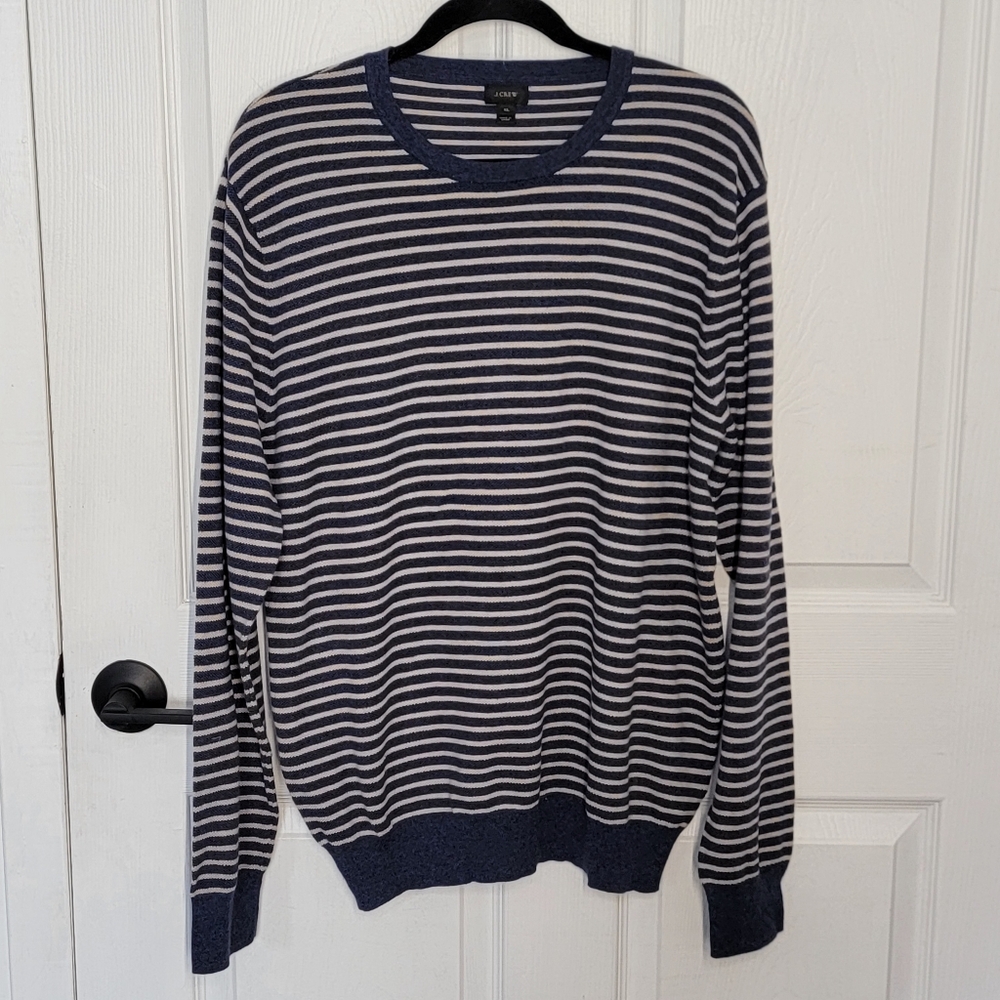 J. Crew Crewneck Cotton Cashmere Blend Striped Sweater